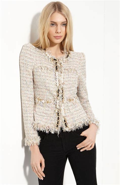 chanel style bouclé jacket|women's chanel style tweed jacket.